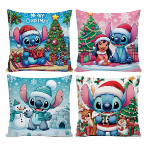 Kit 4 Capas de Almofadas Decorativas 45x45cm Feliz Natal Sala Quarto e Decoração