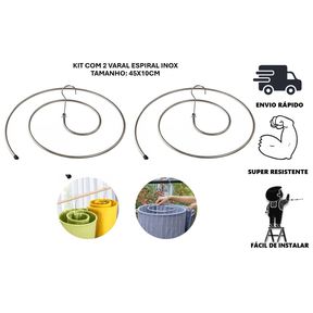Kit 2 Varal Espiral Inox Secagem Fácil Cabide Redondo Lençol