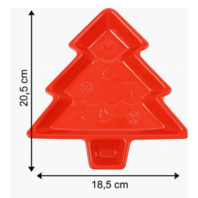Kit Prato De Natal Árvore 20cm Com 3 Decorativo Vermelho/Verde