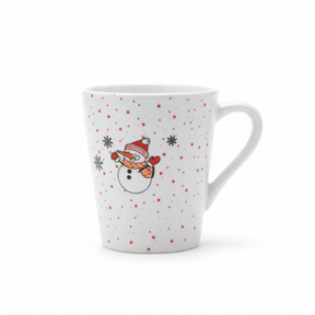 Kit 6 Xícaras Café 120ml Branca Chá Decorada Natal Boneco de Neve Flocos de Neve