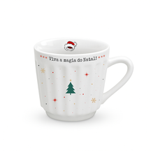 Caneca Canelada Natal Porcelana 150ml Comemoração Natalina Presente Festa Verde Branca
