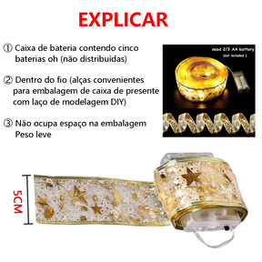 10 M Laços De Fita De Natal Com 100 Luzes Fada Cordas LED árvore Ornamentos Pisca Enfeites Decoração