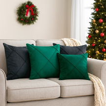 Kit 4 Capas de Almofada Natal Suede Drapeada 45x45cm Decoração Natalina
