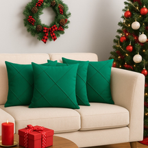 Kit 4 Capas de Almofada Natal Suede Drapeada 45x45cm Decoração Natalina