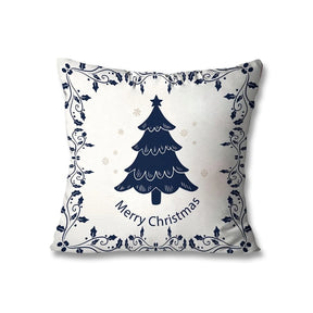 Kit com 4 Capas de Almofadas Decorativas Natal Azul e Branco Único