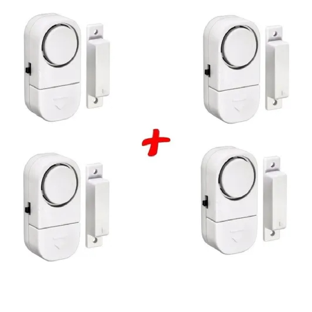 Kit 4 Alarme Magnético Sensor Presença Sem Fio Janela Porta