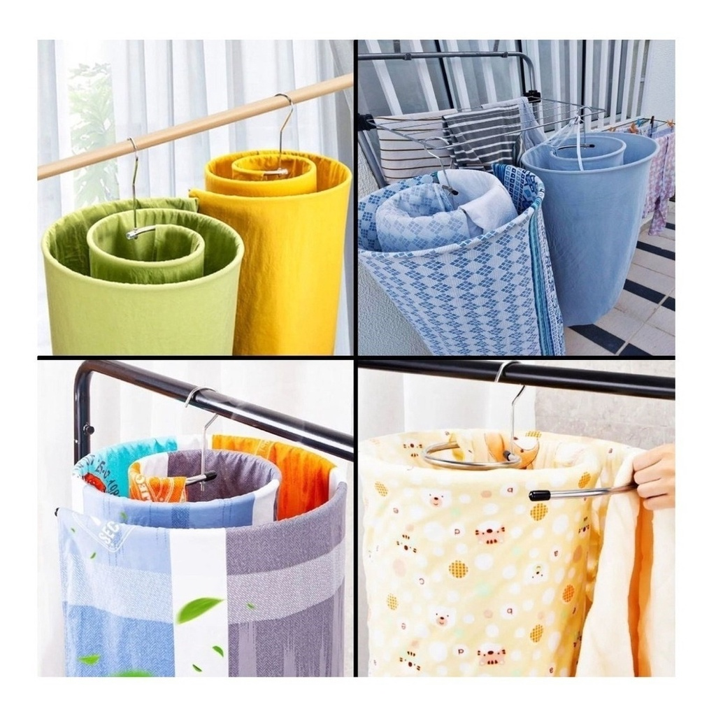 Kit 2 Varal Espiral Inox Secagem Fácil Cabide Redondo Lençol