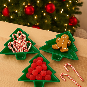 Kit Prato De Natal Árvore 20cm Com 3 Decorativo Vermelho/Verde