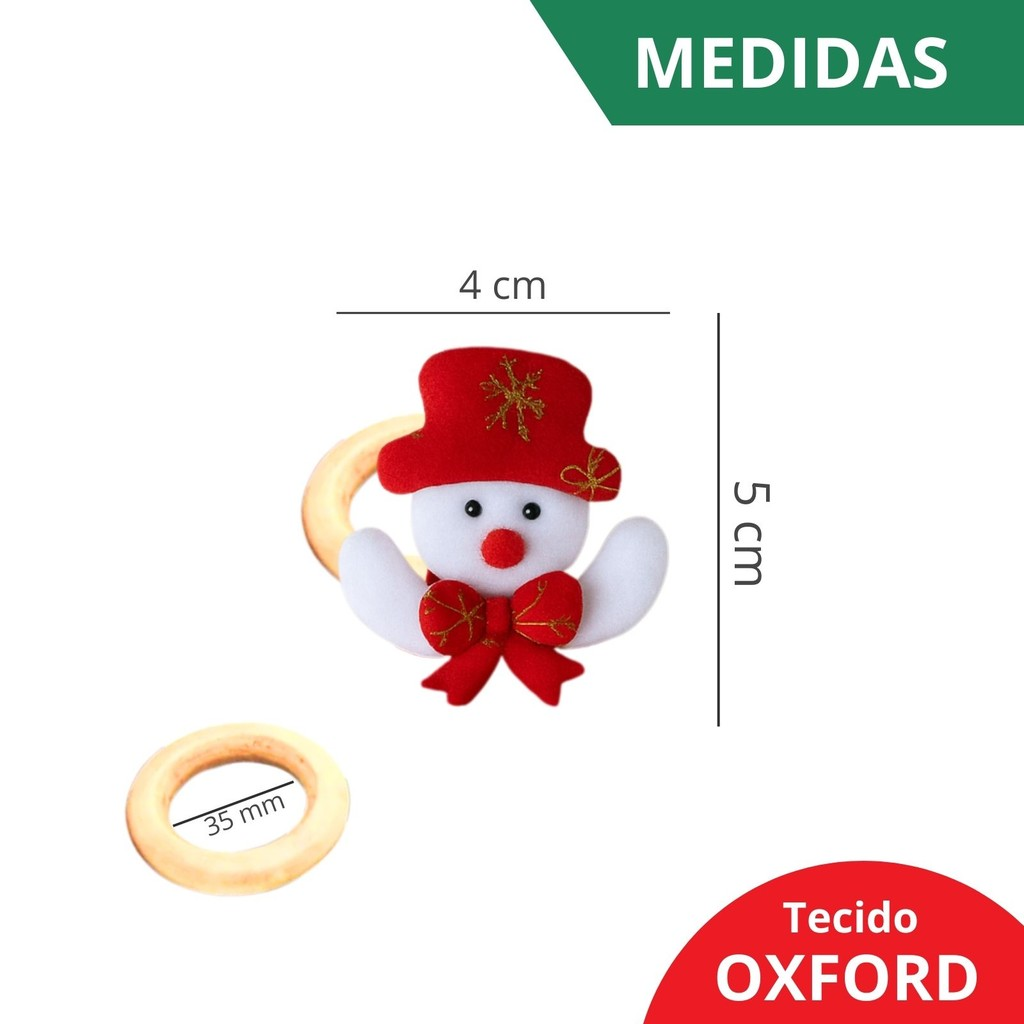 Kit com 4/8 Guardanapo + Argola Anel de Guardanapo Decorativo Mesa Posta Natal