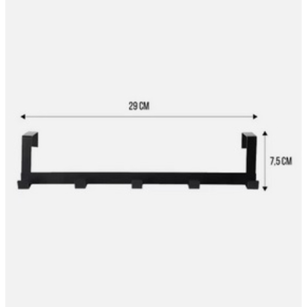 Suporte Gancho Cabide 6,3x7,5x29cm Organizador Para Porta Organizadores 5 Ganchos Pendurar Multiuso